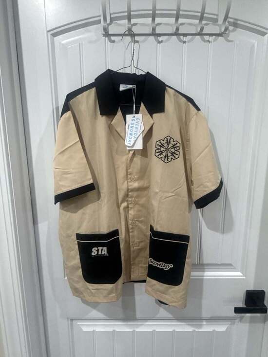 SnowDay Other - SnowDay 'Snow Fuckin' Day' Tan & Black Bowling Shirt Size M